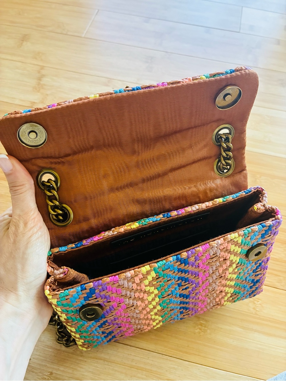 Kurt Geiger Multicolor Woven Chain-Handle Shoulder Bag - Picture 8 of 9